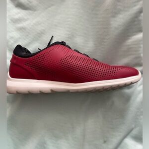 Z Zegna Red Perforated Leather Sneakers Mens Size 9 Designer Italian Shoes
